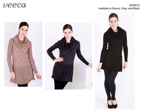 Big CowNeck Sweater Dress - NTDR10 Stucco